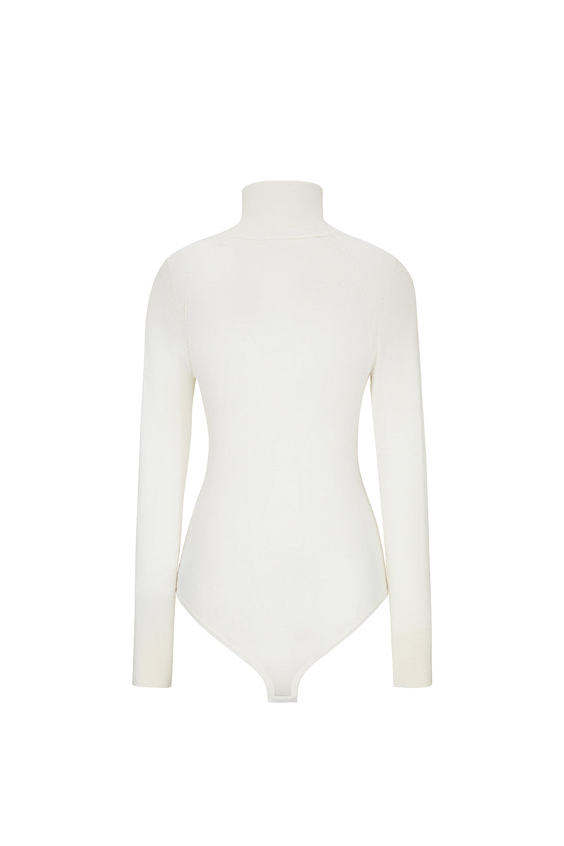 MERINO WOOL BODYSUIT IN IVORY - CULT MIA