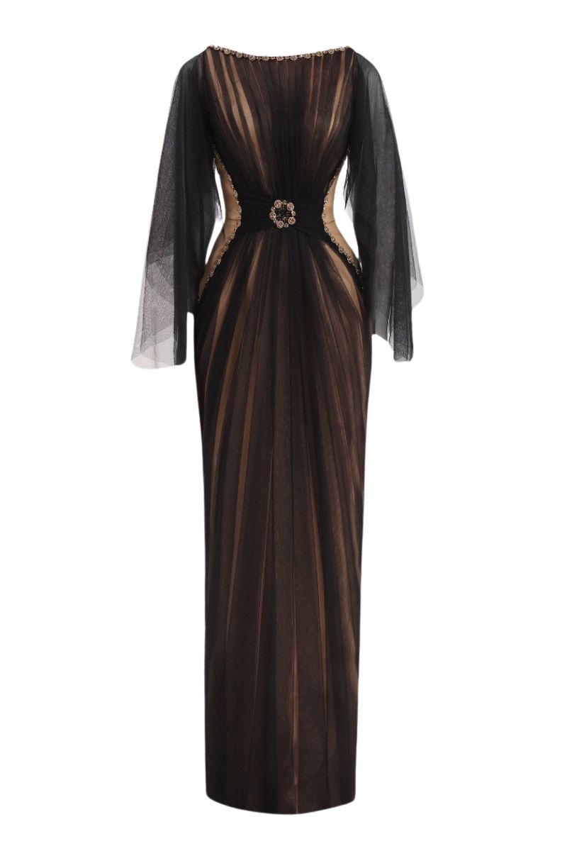 HAPPY CLOTHING Black PLEATED WAIST MESH MAXI DRESS | Cult Mia HAPPY CLOTHING Black PLEATED WAIST MESH MAXI DRESS | Cult Mia