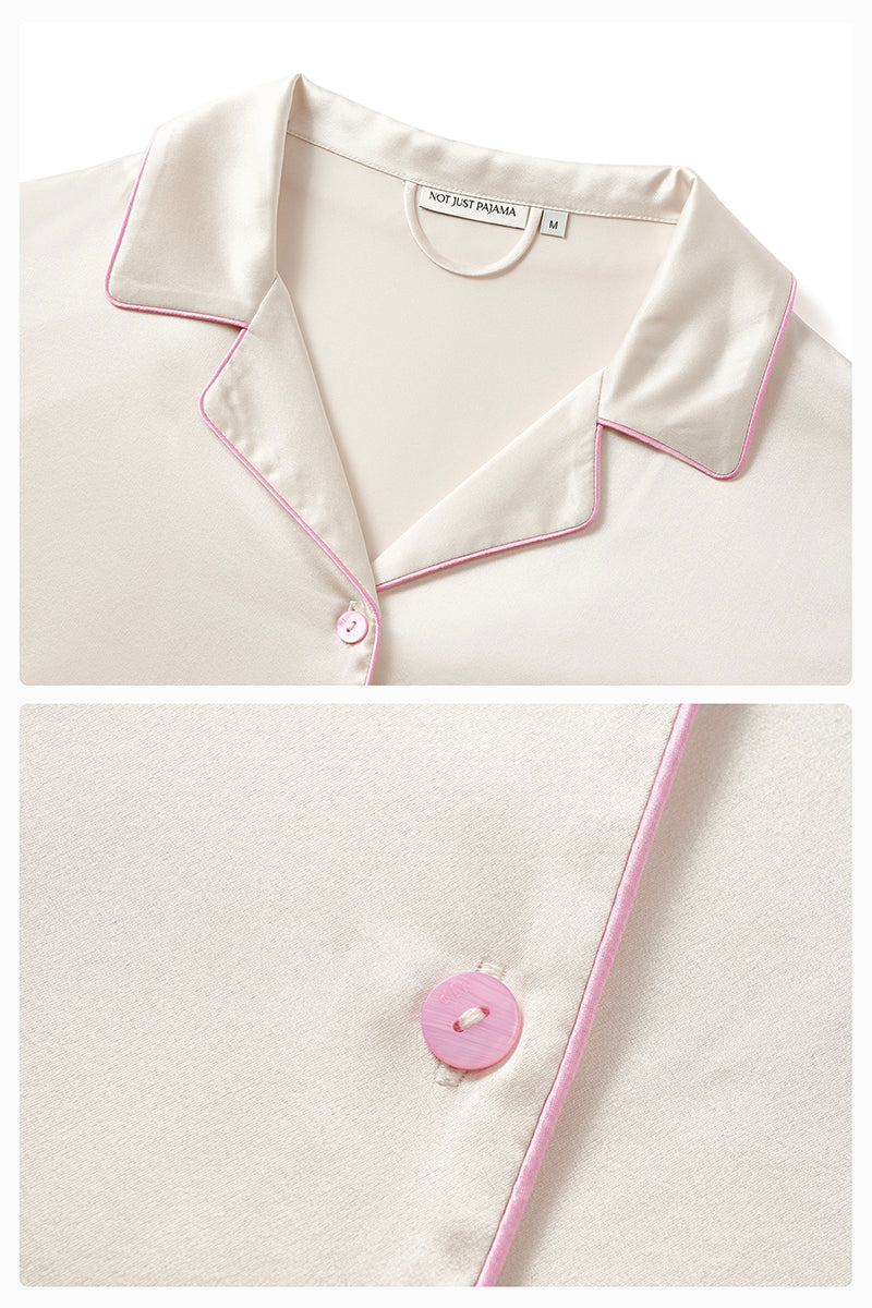 MUSEUM OF CRUSH SHORT-SLEEVE LONG-PANTS PAJAMA SET IN BLUSH PINK - CULT MIA