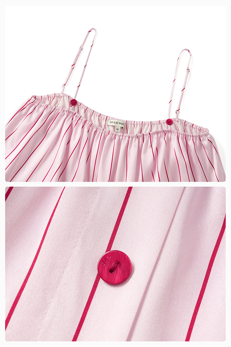MUSEUM OF CRUSH SILK TOP AND SHORTS SET IN PINK STRIPE - CULT MIA