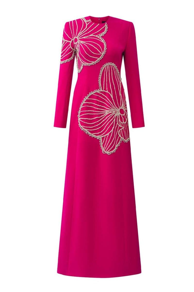 FUCHSIA PINK ROUND NECK CRYSTAL EMBELLISHED DRESS | CULT MIA | Tracy Studio FUCHSIA PINK ROUND NECK CRYSTAL EMBELLISHED DRESS | CULT MIA | Tracy Studio