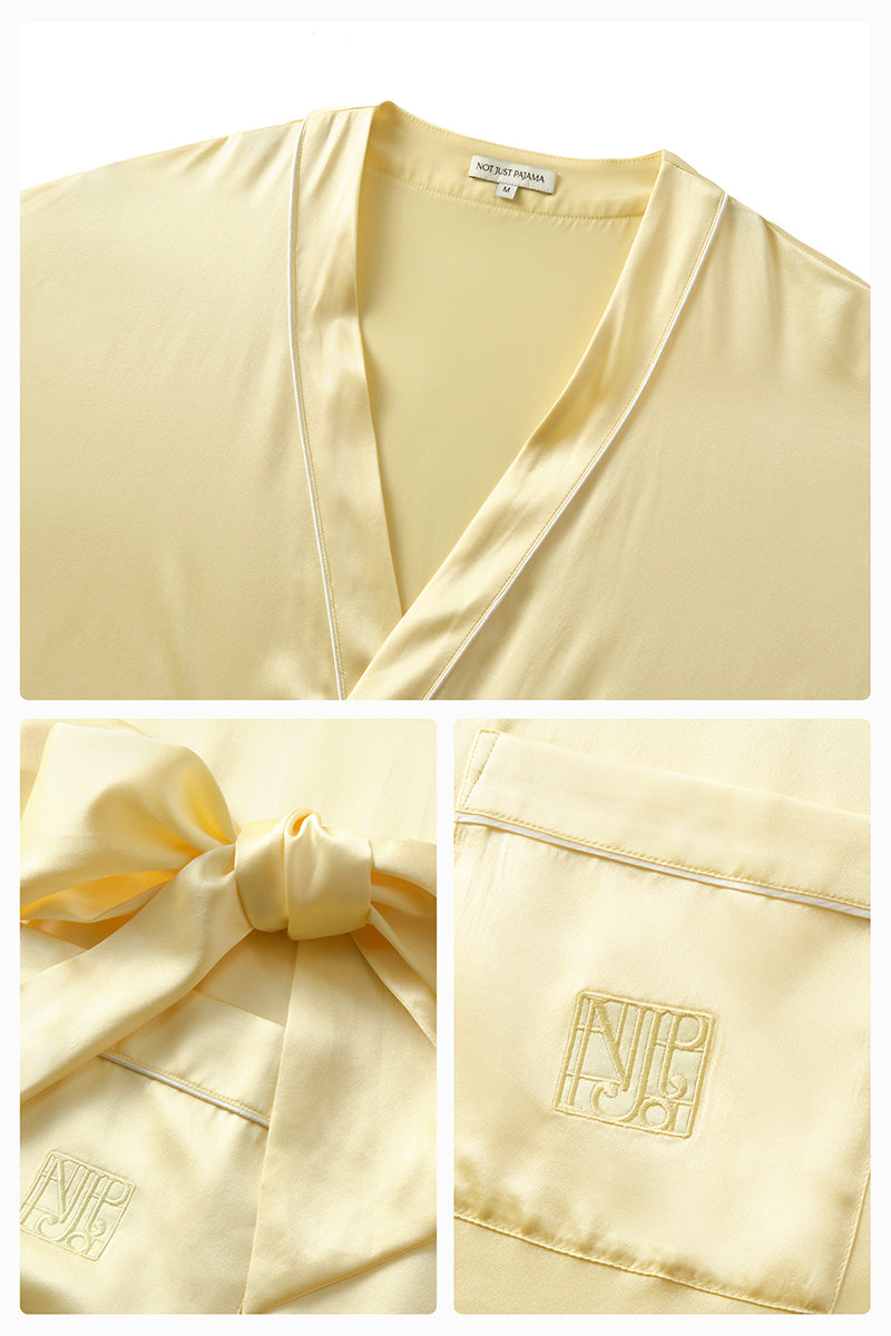 TIMELESS COLLECTION SILK ROBE IN BUTTER YELLOW - CULT MIA