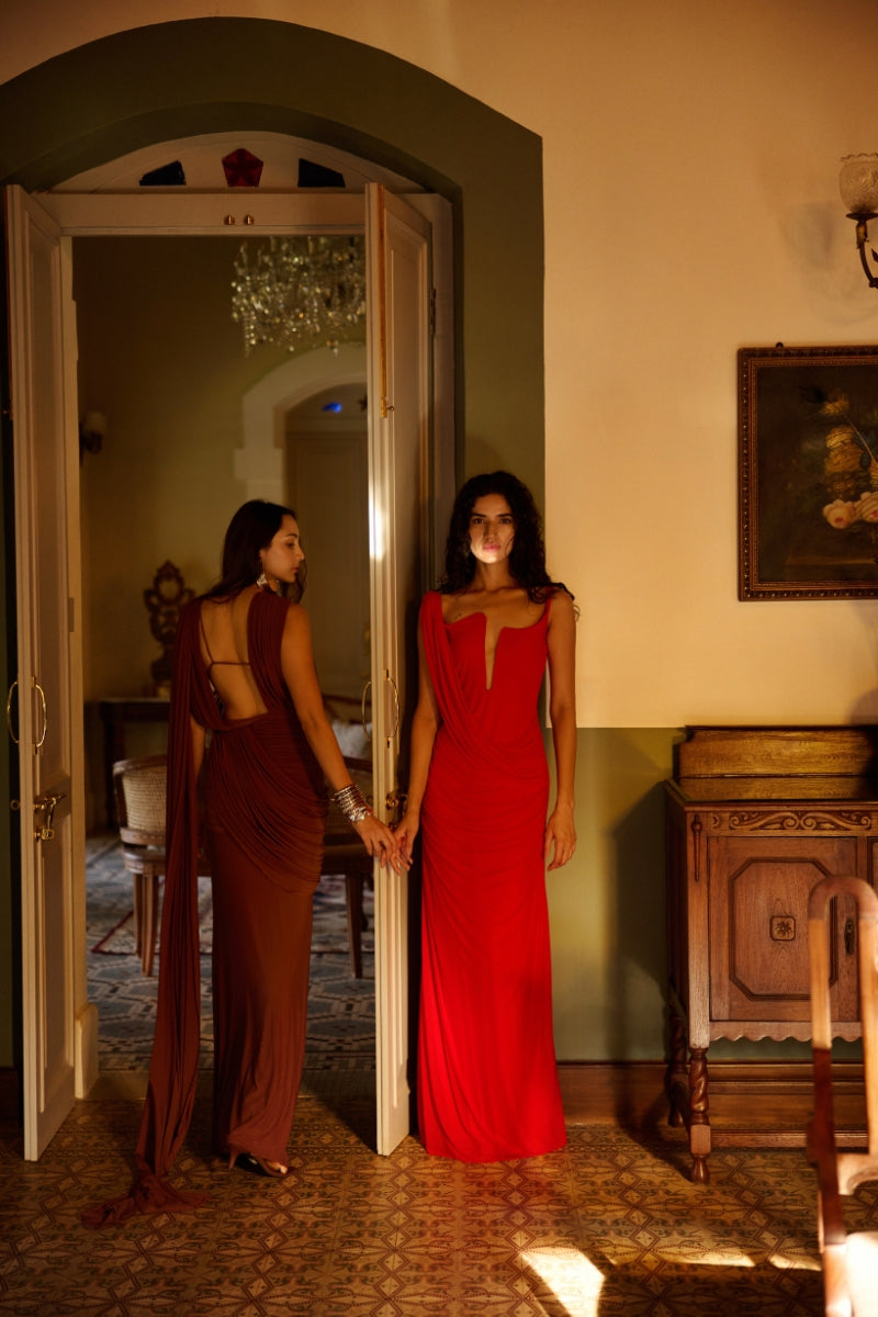 ADRIANA RED MAXI DRESS - CULT MIA
