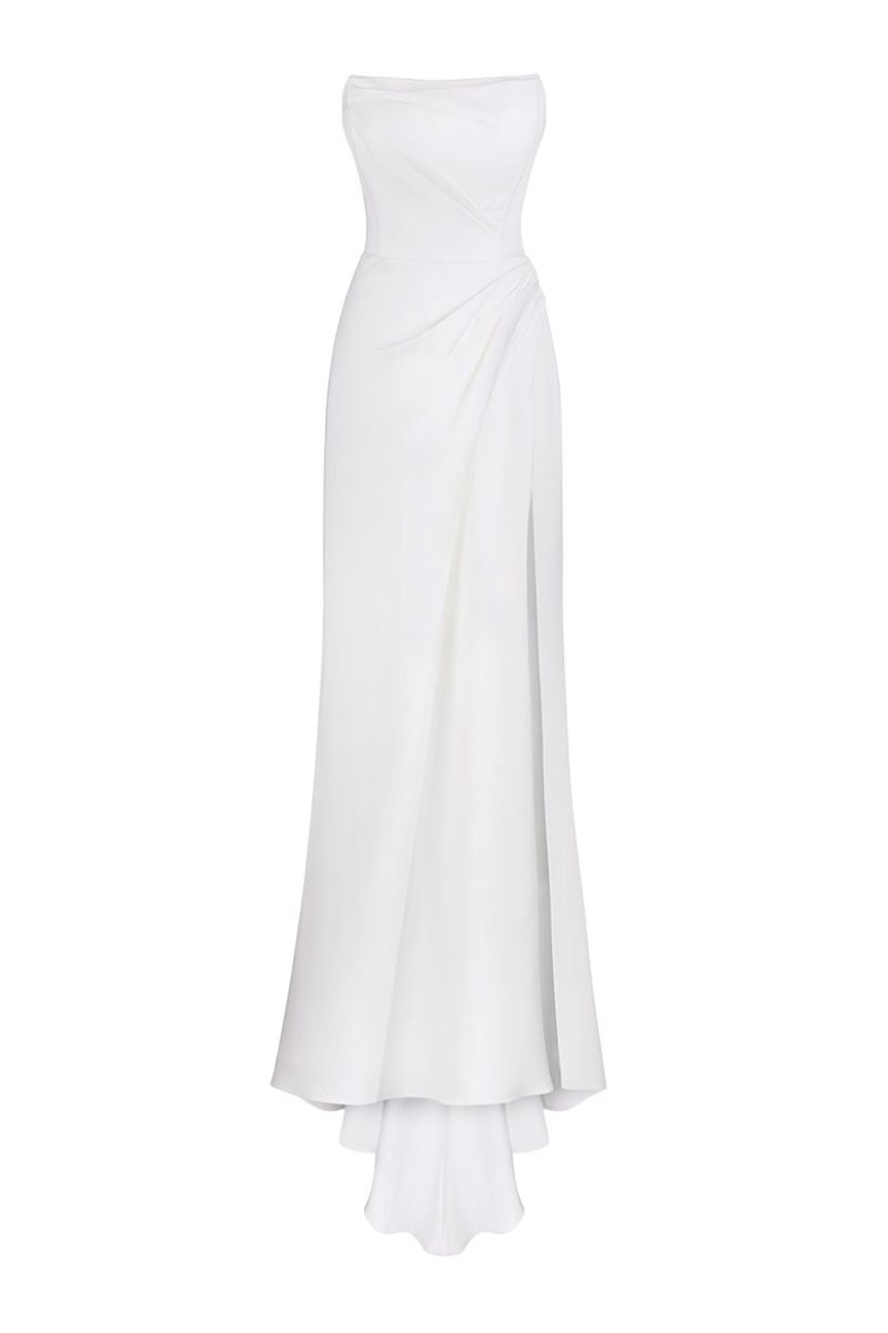 OFF-WHITE MINIMALISTIC DRAPED CORSET GOWN - CULT MIA