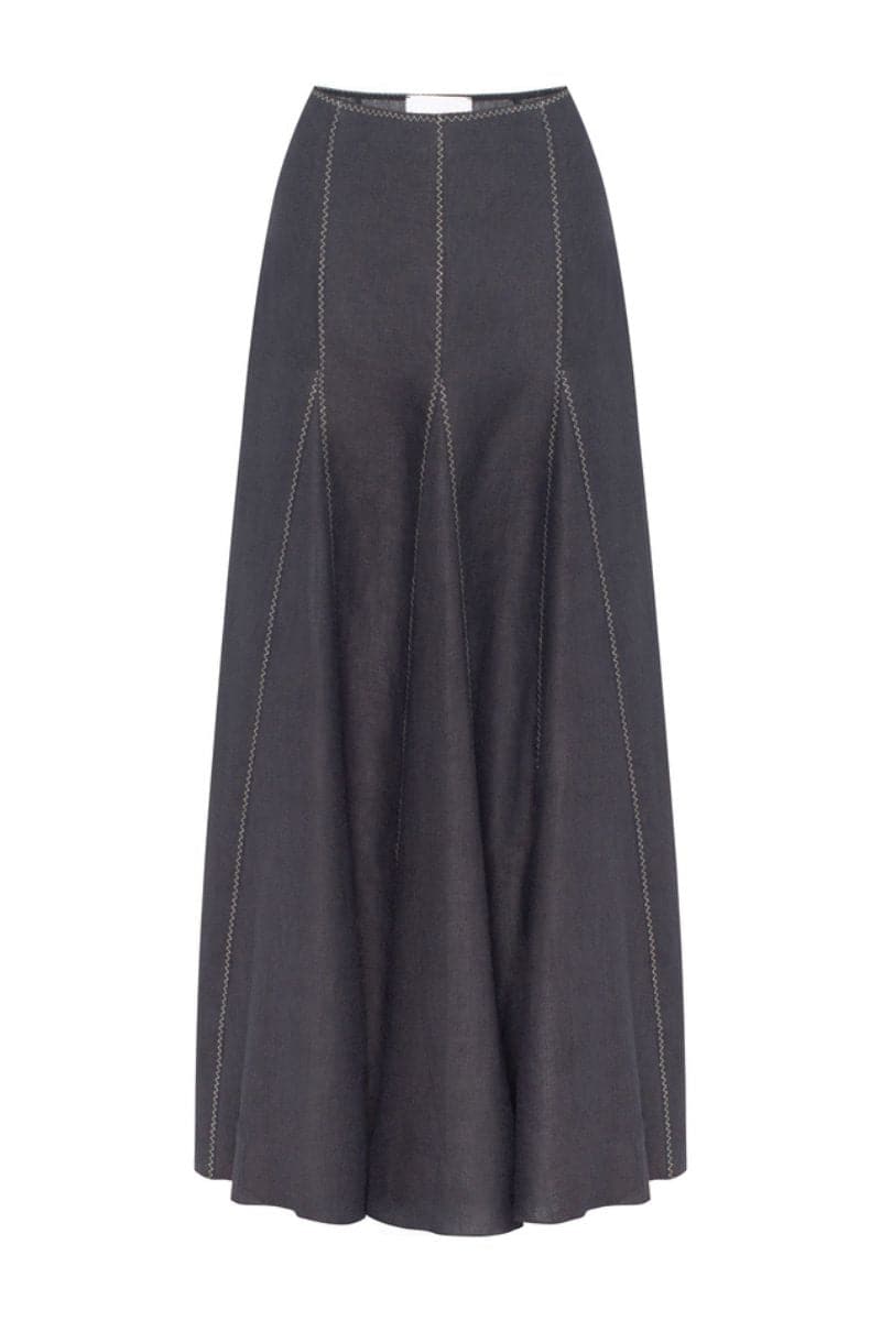 BLACK A-LINE ZIG-ZAG MAXI SKIRT - CULT MIA