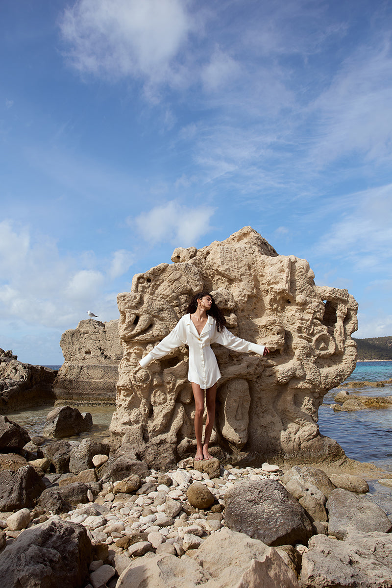 THE SHIRT DRESS IN CREAM - CULT MIA