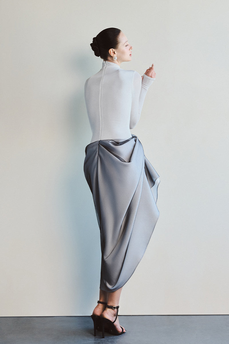 TURTLENECK TWILIGHT WHITE DRESS - CULT MIA