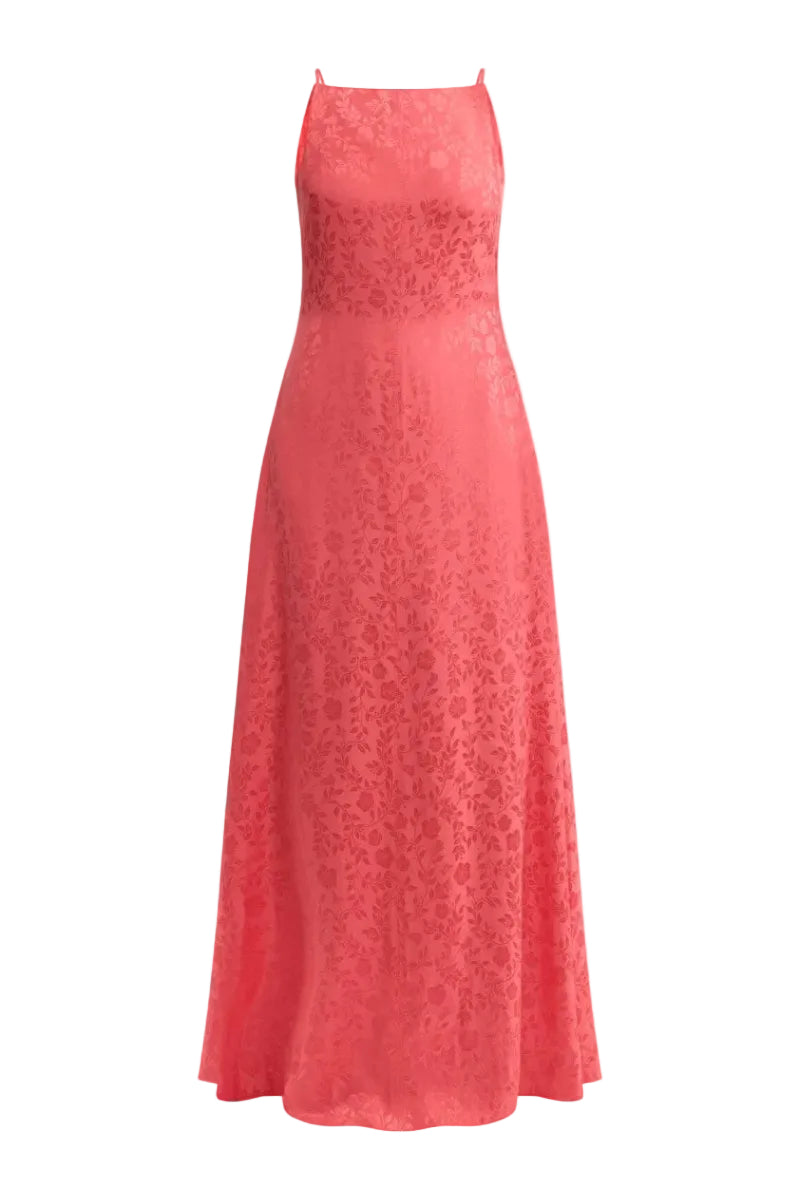 rebecca taylor pink lace dress Rebecca Taylor Pink Lace Up Back Flounce Hem Cotton Linen Blend Midi Dress