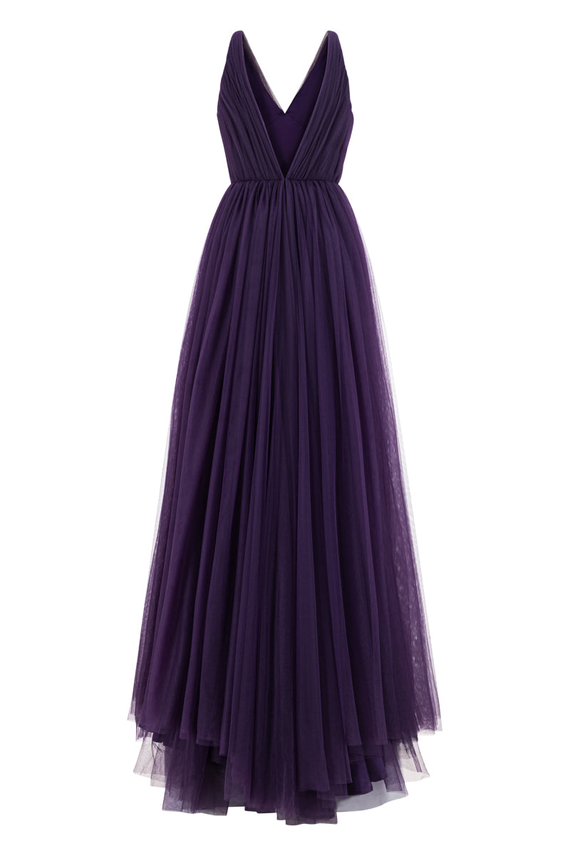 ETHEREAL TULLE A-LINE GOWN IN PURPLE - CULT MIA