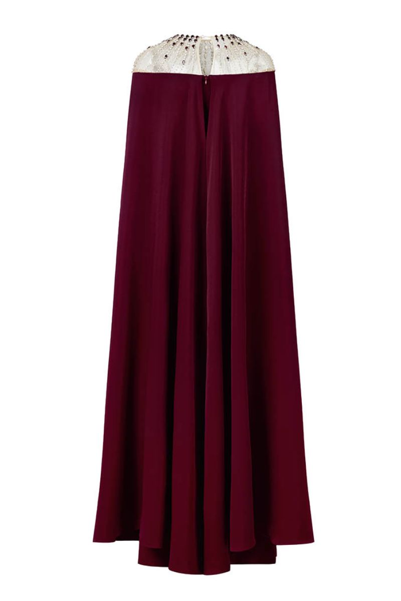 LONG SLEEVE GOWN IN BURGUNDY - CULT MIA