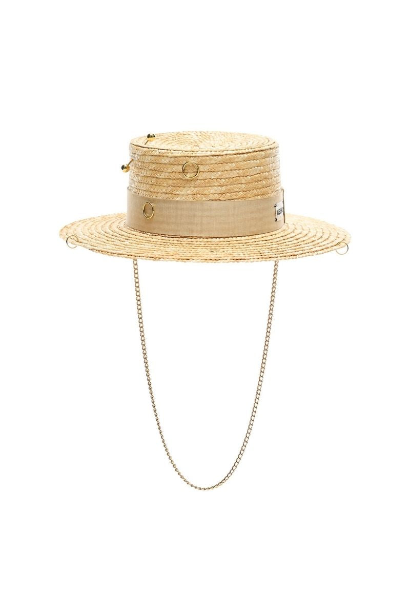 GOLD STRAW CANOTIER WITH 24K GOLD-PLATED ACCESSORIES - CULT MIA