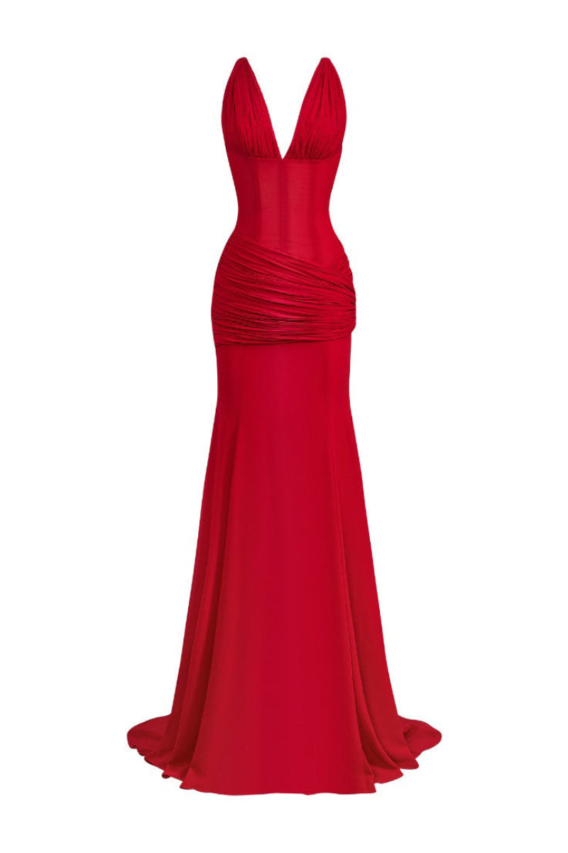 chiffon maxi dress red Burgundy Chiffon Cap Sleeve Maxi Dress