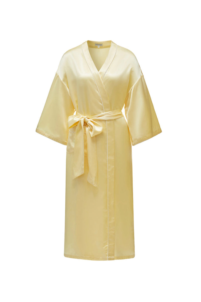yellow silk dressing gown NOT JUST PAJAMA Silk Dress for Brides, Evening Gowns, and Special Occasions, Yellow / L
