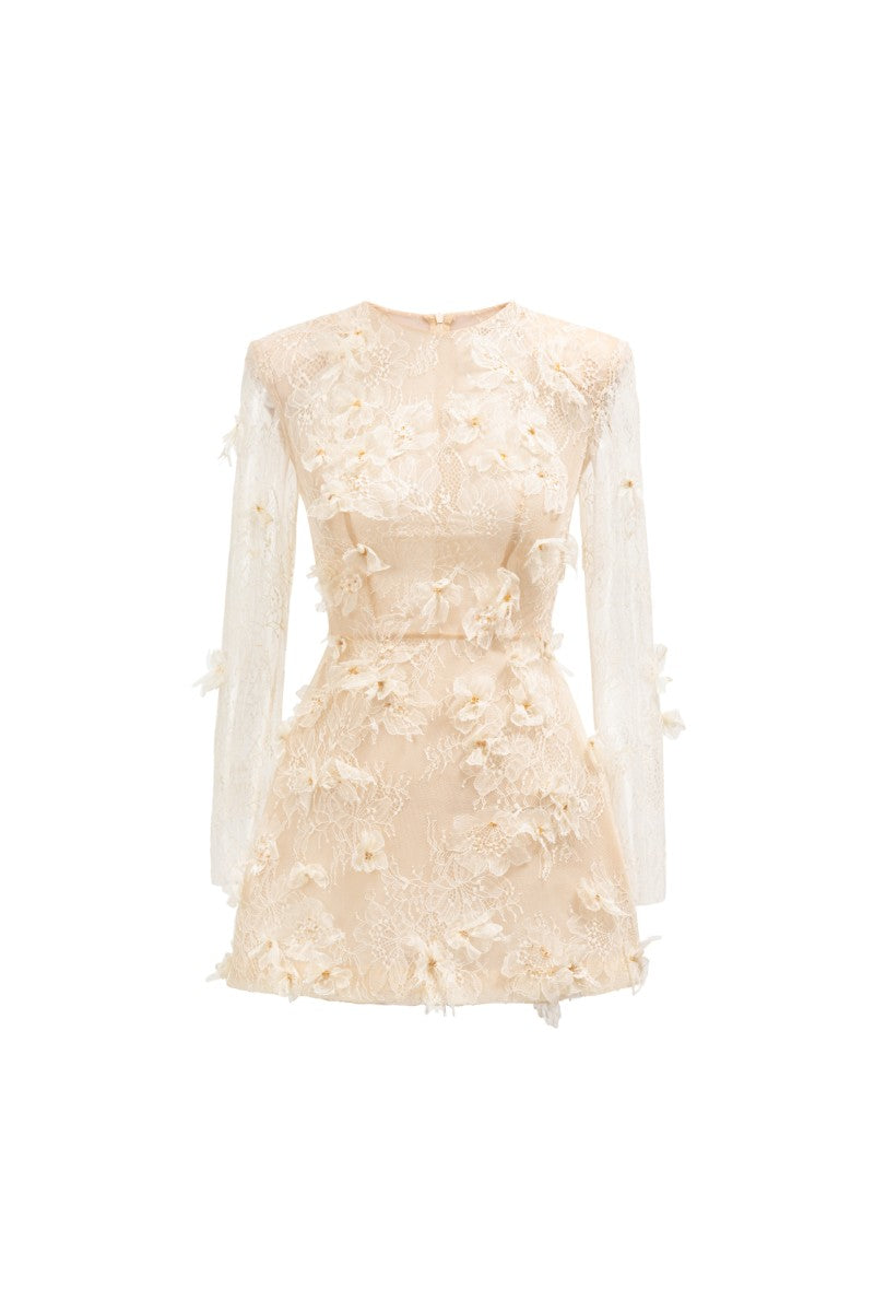 DUBB LACE FLOWER DRESS IN BEIGE | CULT MIA | 21Six DUBB LACE FLOWER DRESS IN BEIGE | CULT MIA | 21Six