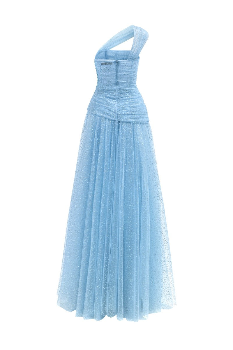 DAJAJAH GLITTER TULLE DRESS IN LIGHT BLUE - CULT MIA