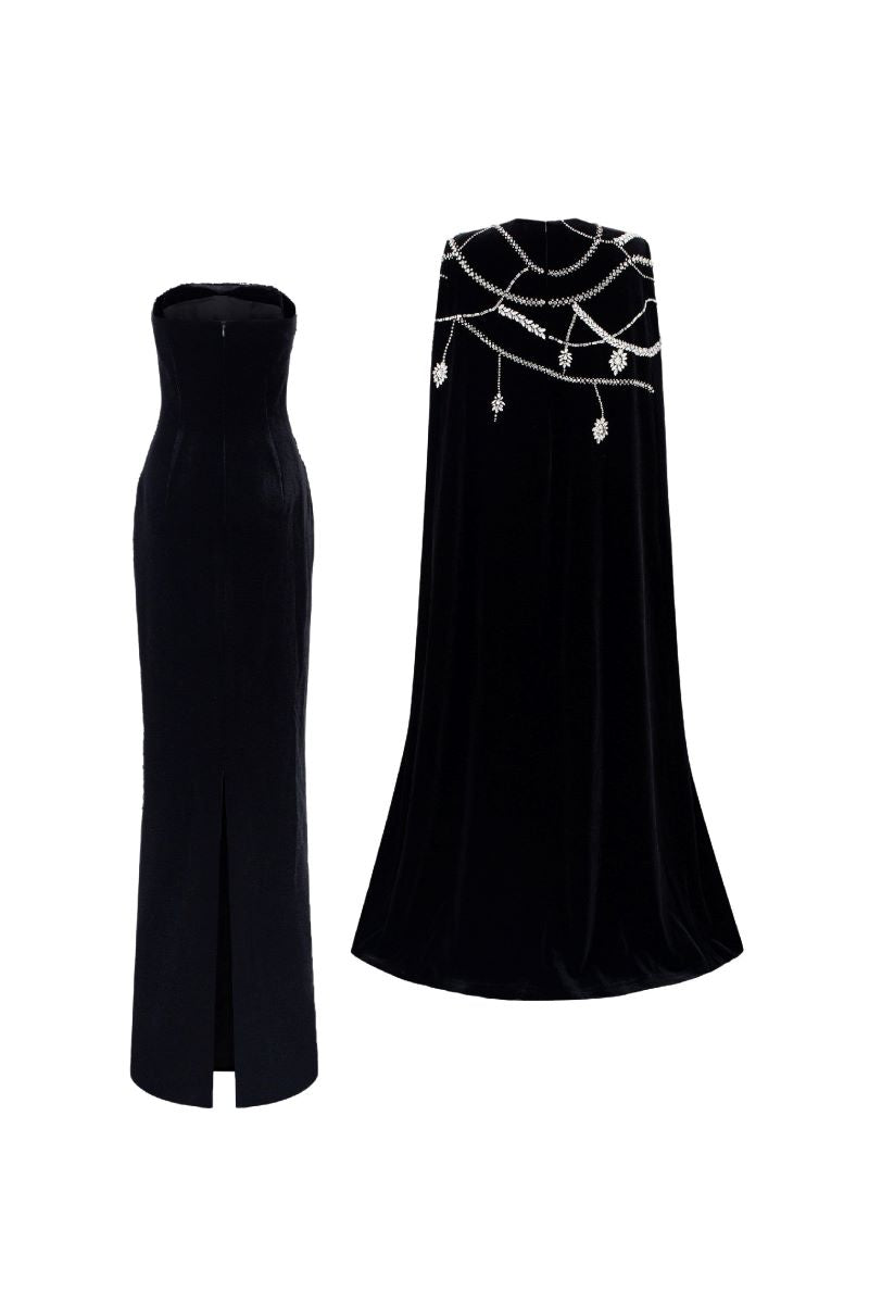 CHARLOTTE VELVET FLOW SEQUINS GOWN - CULT MIA