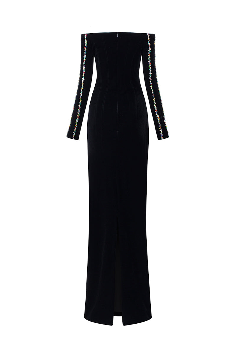 NAILA VELVET BODYCON MAXI DRESS - CULT MIA