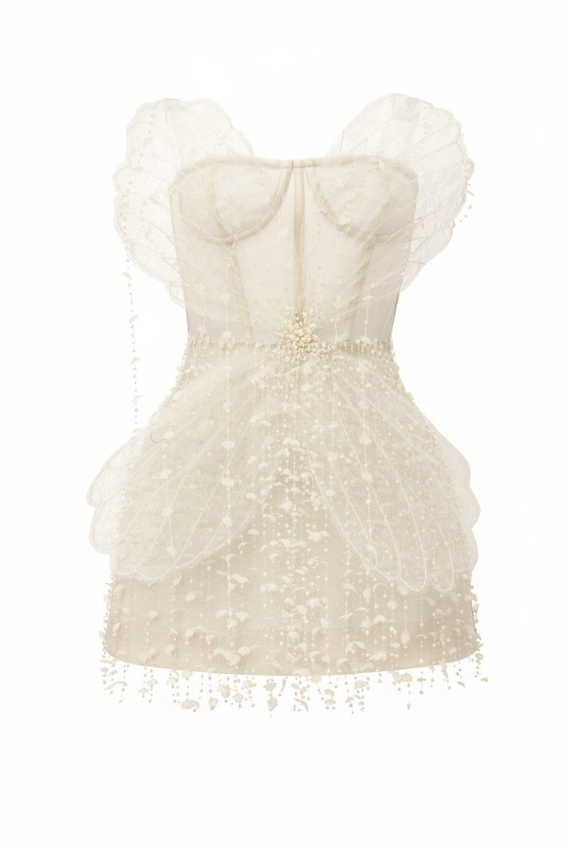 SABRINA LACE AND TULLE DRESS IN WHITE | CULT MIA