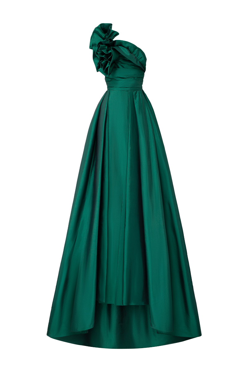 green silk flower dress 1930S Green Flower Embroidered Lace Angel Spaghetti Strap Satin Dress Green / S