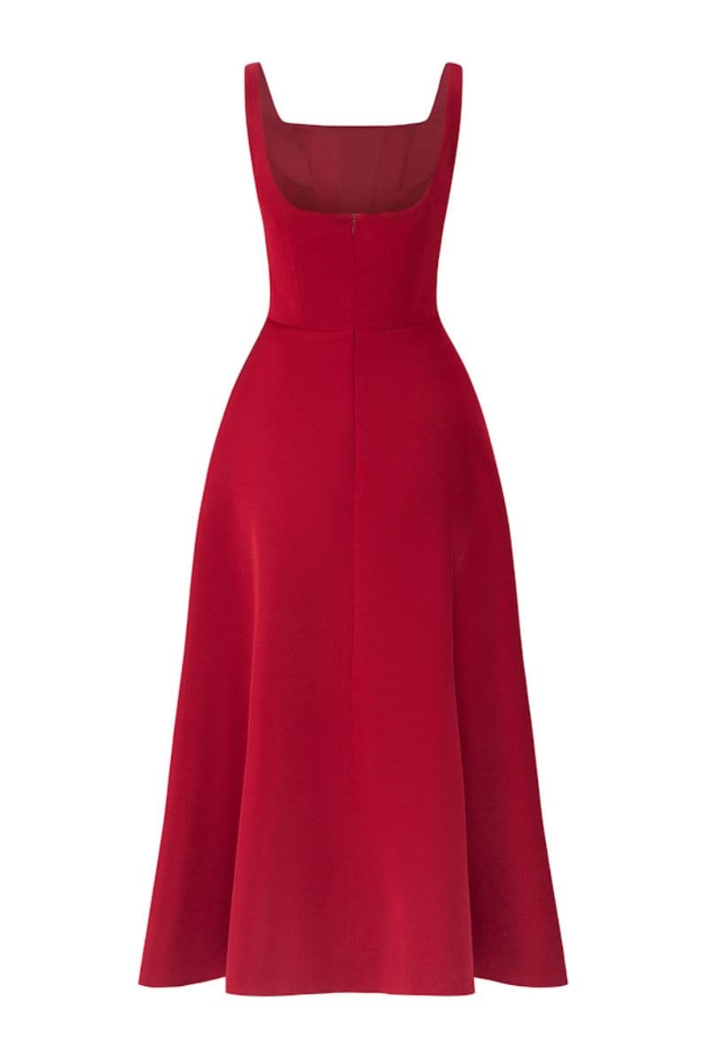 LILIANA RED TAFFETA U-LINE DRESS | 21Six | CULT MIA