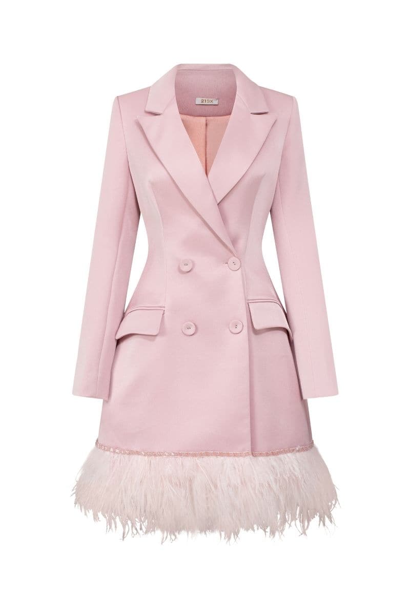PINK ROSA TAFFETA FEATHER BLAZER DRESS | 21Six | CULT MIA