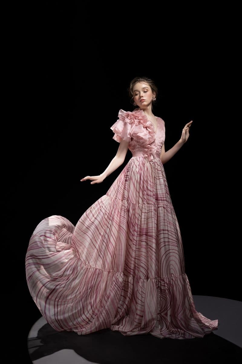 PINK TRICIA SHINY SILK WAVE MAXI DRESS | 21Six | CULT MIA