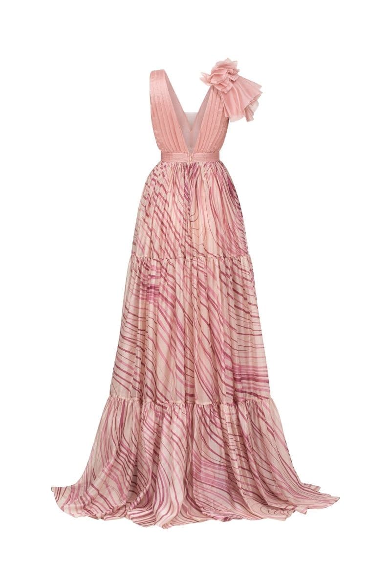PINK TRICIA SHINY SILK WAVE MAXI DRESS | 21Six | CULT MIA