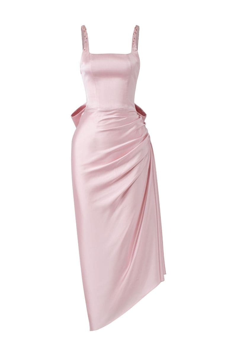 PINK ZURI SILK SATIN ASYMMETRIC EVENING DRESS | CULT MIA | 21Six PINK ZURI SILK SATIN ASYMMETRIC EVENING DRESS | CULT MIA | 21Six