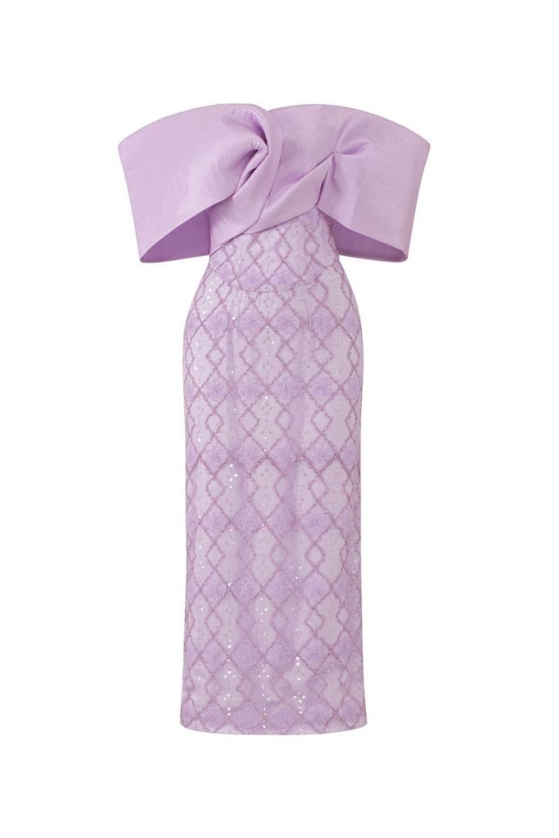 PURPLE GEORGY LACE BODYCON MIDI DRESS | 21Six | CULT MIA