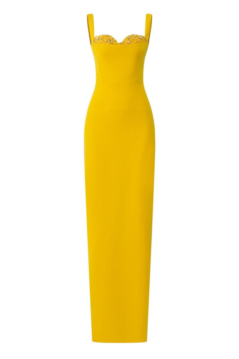 YELLOW JENSEN CRYSTAL BODYCON DRESS | CULT MIA | 21Six YELLOW JENSEN CRYSTAL BODYCON DRESS | CULT MIA | 21Six
