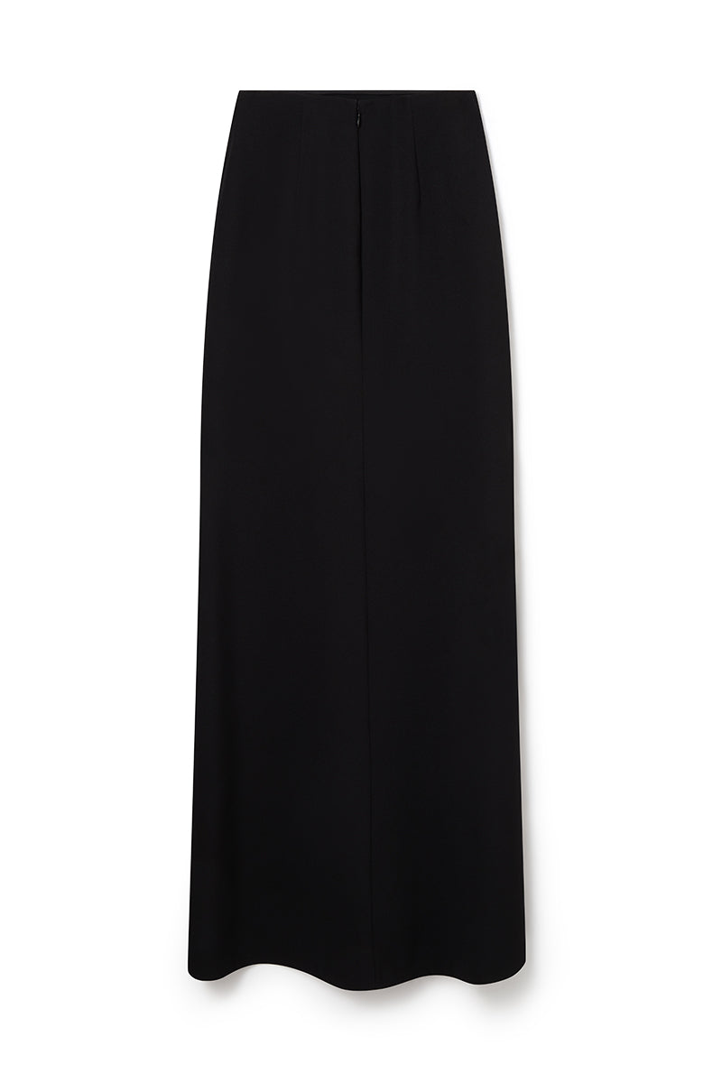 SELKIE LUX CREPE ALINE FULL LENGTH SKIRT IN BLACK - CULT MIA