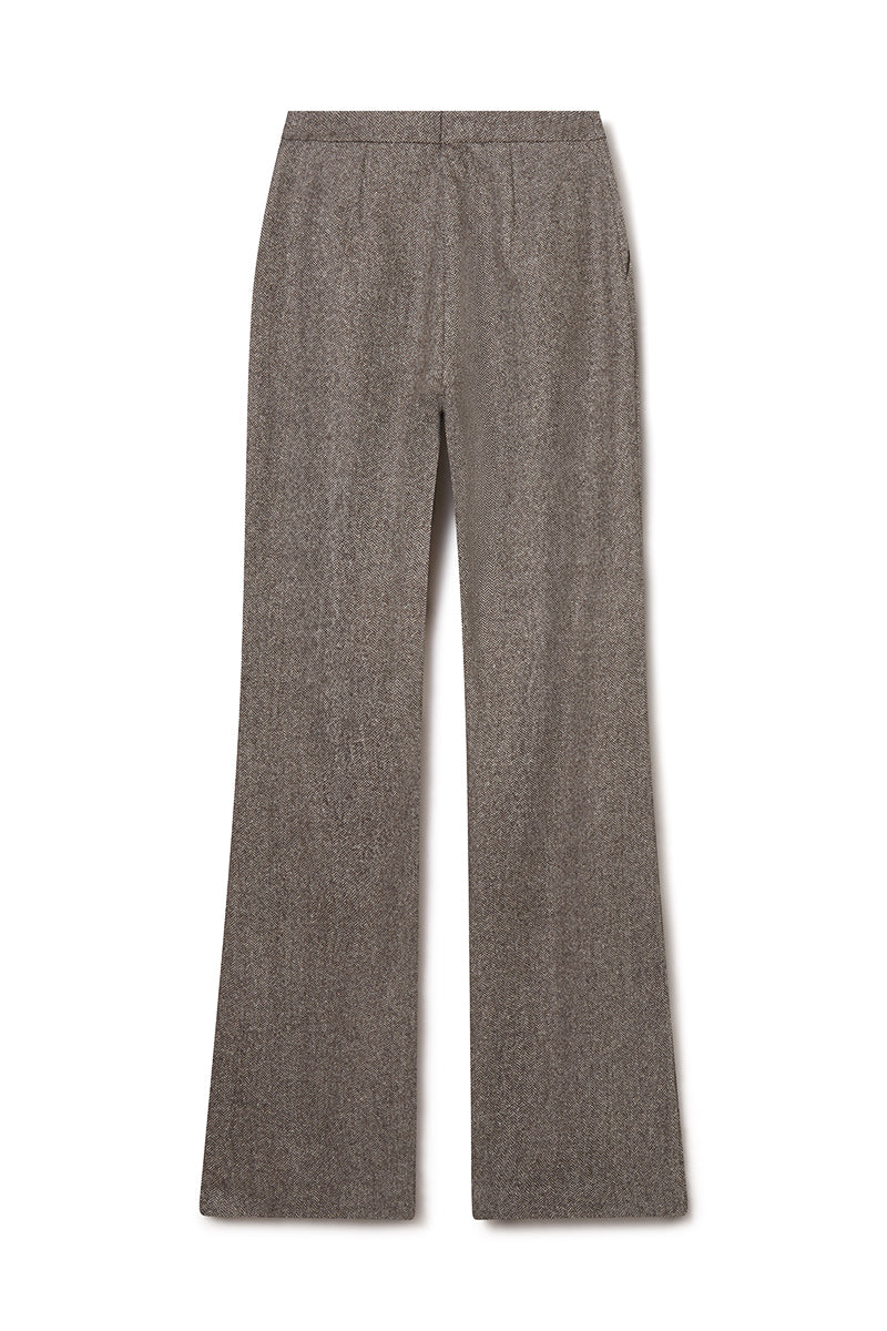 LIZA FINE HERRINGBONE TROUSER IN DARK CHOCOLATE - CULT MIA