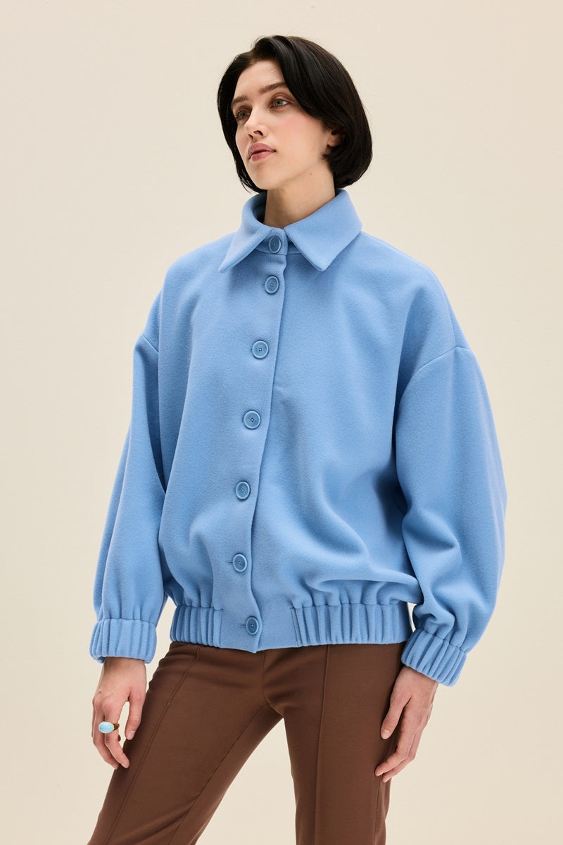 OVERSIZED BOMBER JACKET IN ARCTIC BLUE - CULT MIA