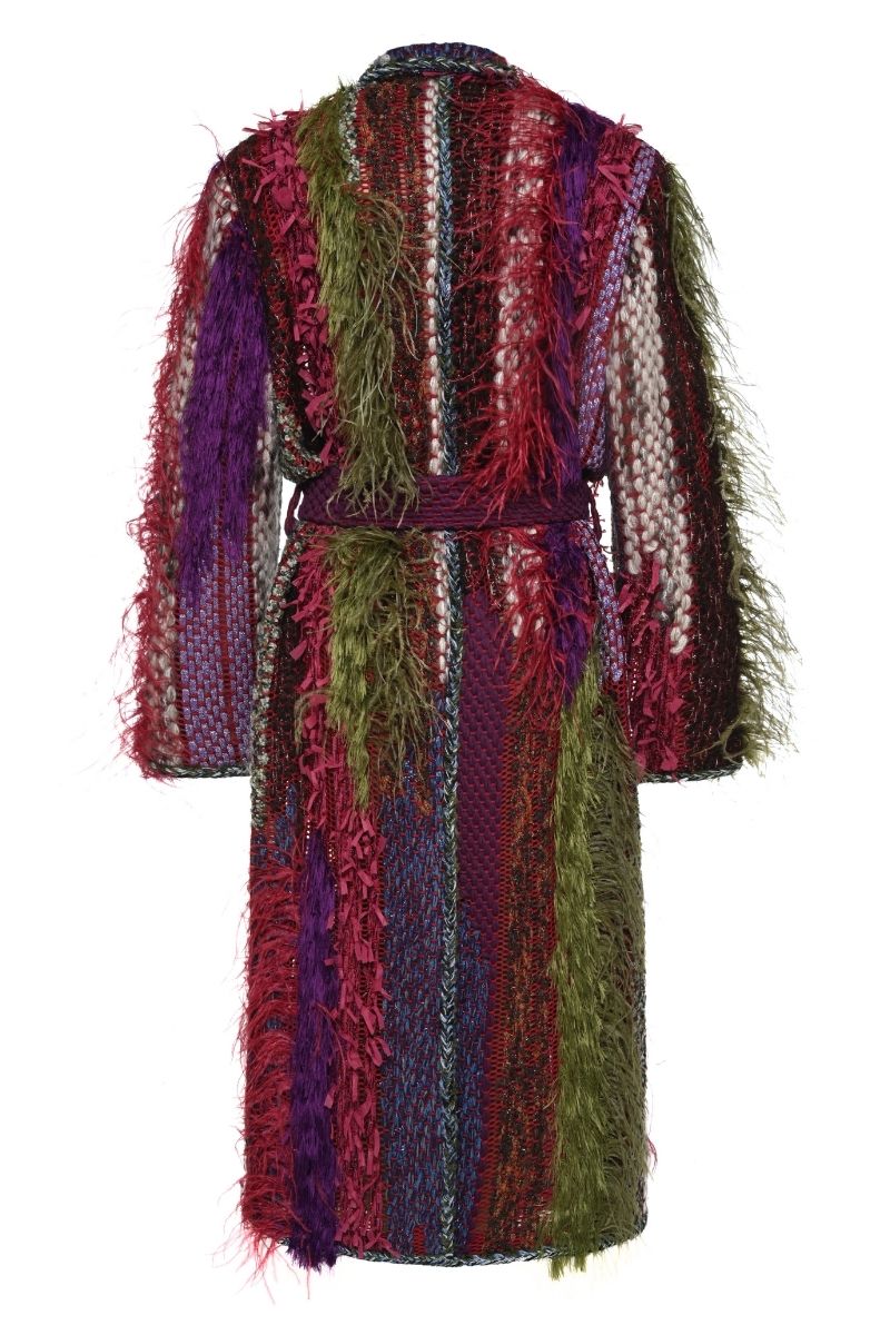 OVERSIZED COAT WITH SHOULDER PADS IN DARK MULTI - CULT MIA