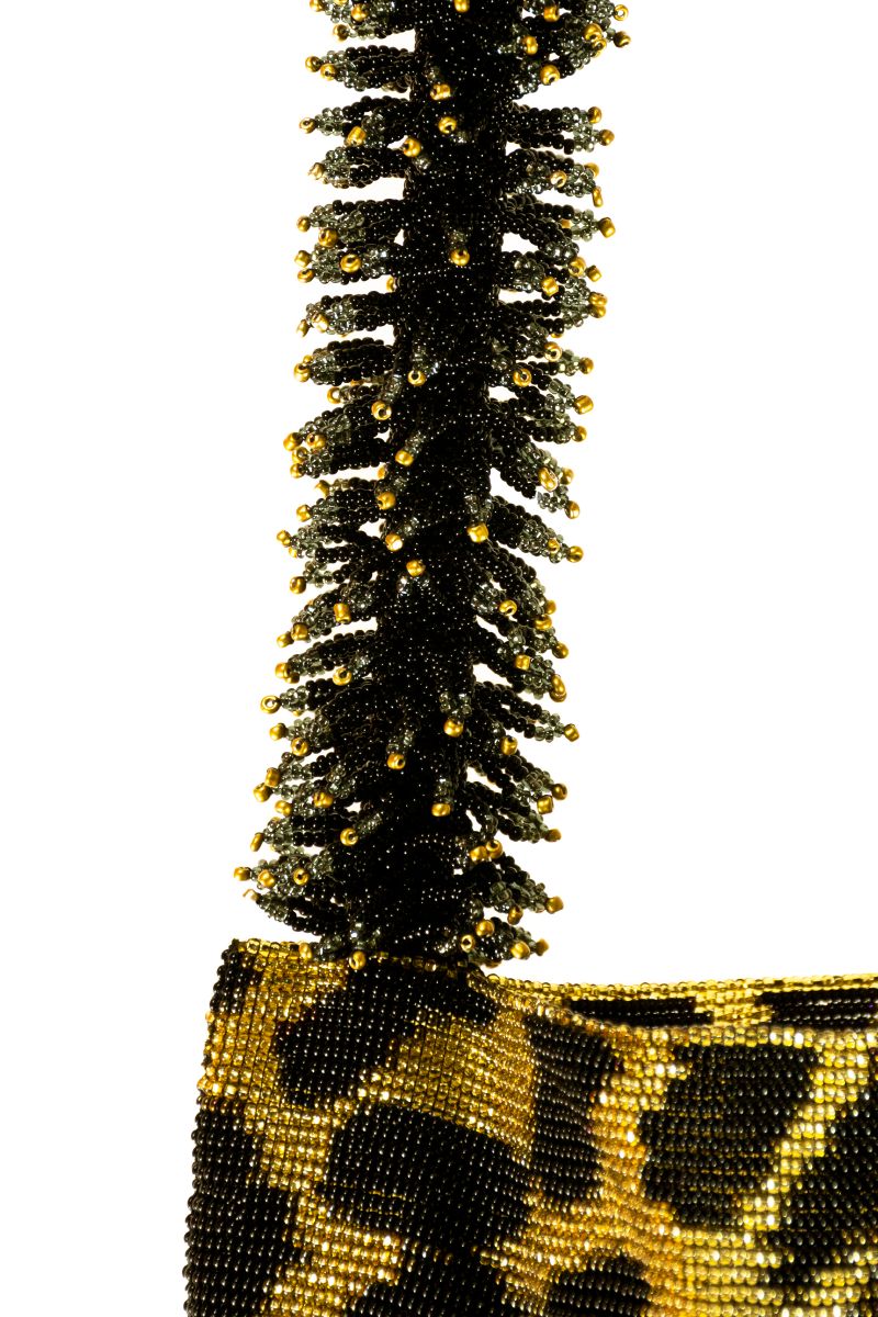 CLASH OF PRINTS BAG IN LEOPARD BLACK AND GOLD - CULT MIA