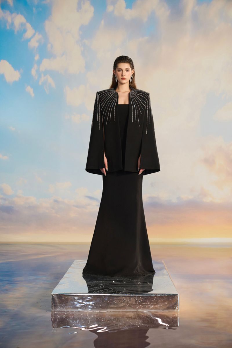 LOUISA CREPE FISHTAIL GOWN - CULT MIA