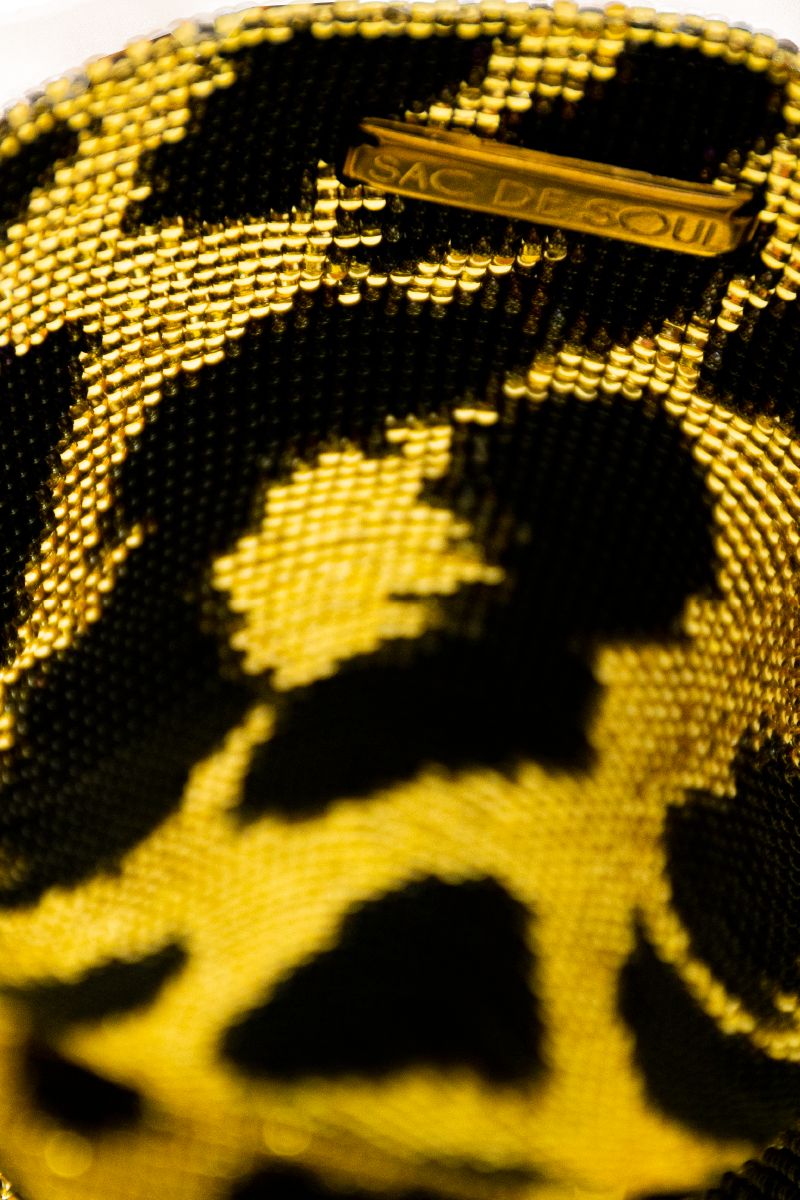 CLASH OF PRINTS BAG IN LEOPARD BLACK AND GOLD - CULT MIA