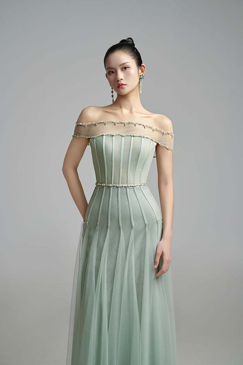 OFF-SHOULDER STONE MAXI DRESS - CULT MIA