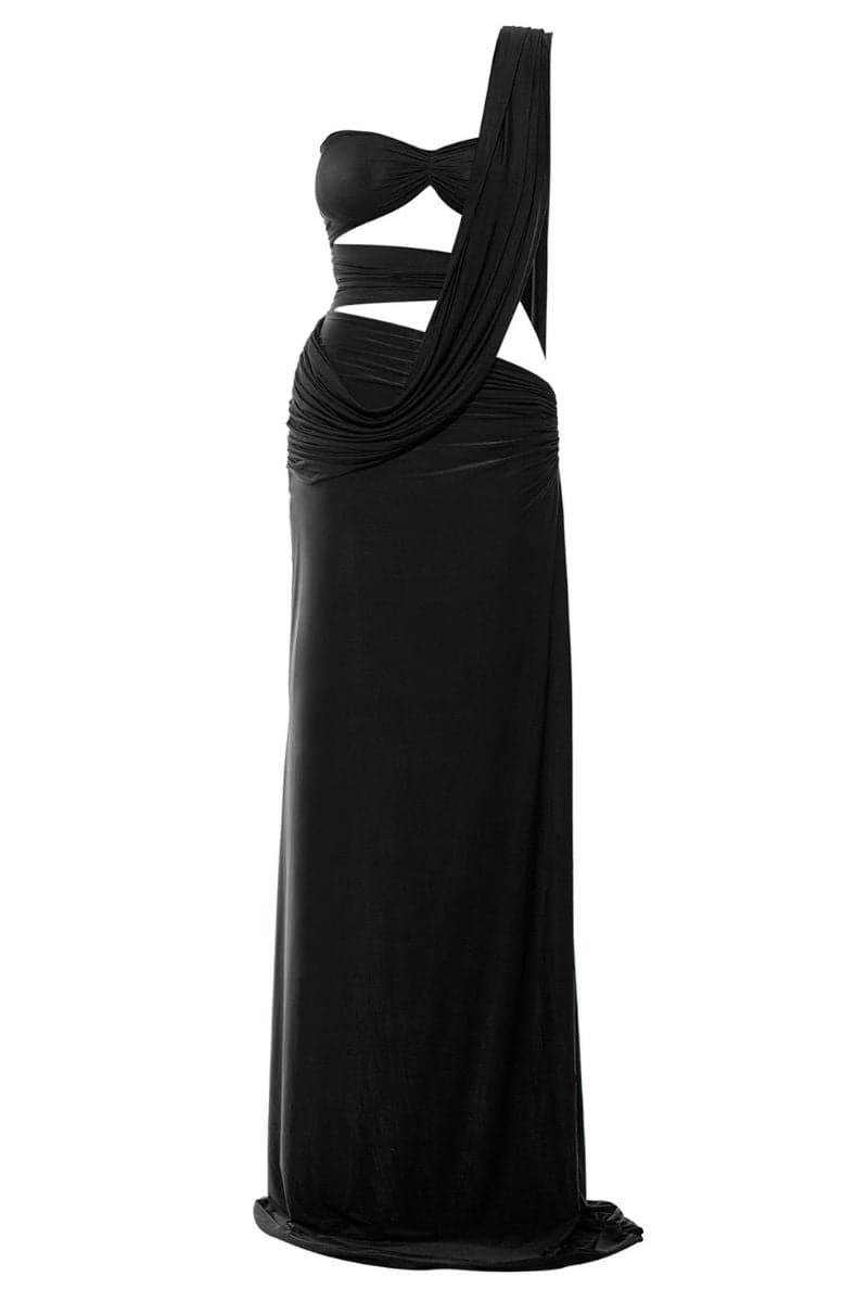 black side cut out dress Han Mini Dress in Rib Black