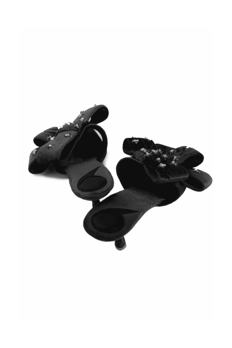 RAINA BLACK BOW HEELS - CULT MIA