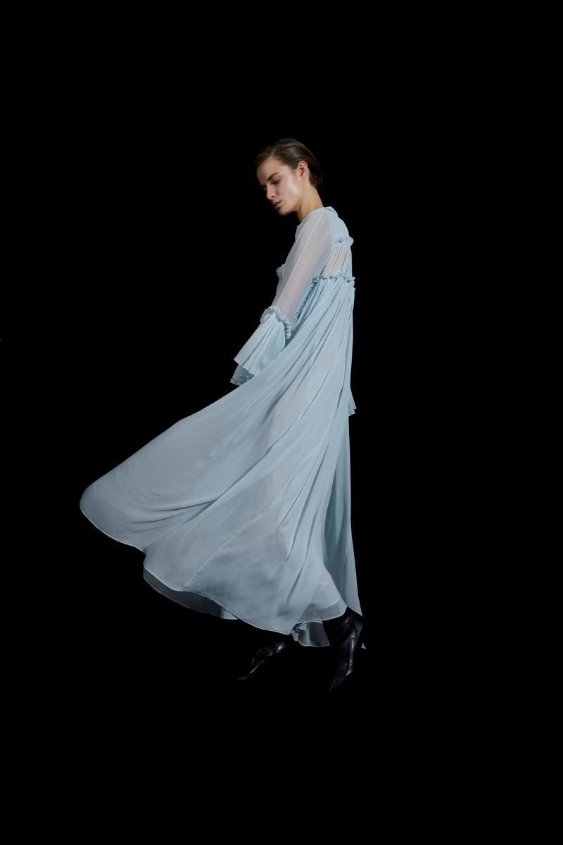 FRILL DETAILED KAFTAN IN BLUE - CULT MIA