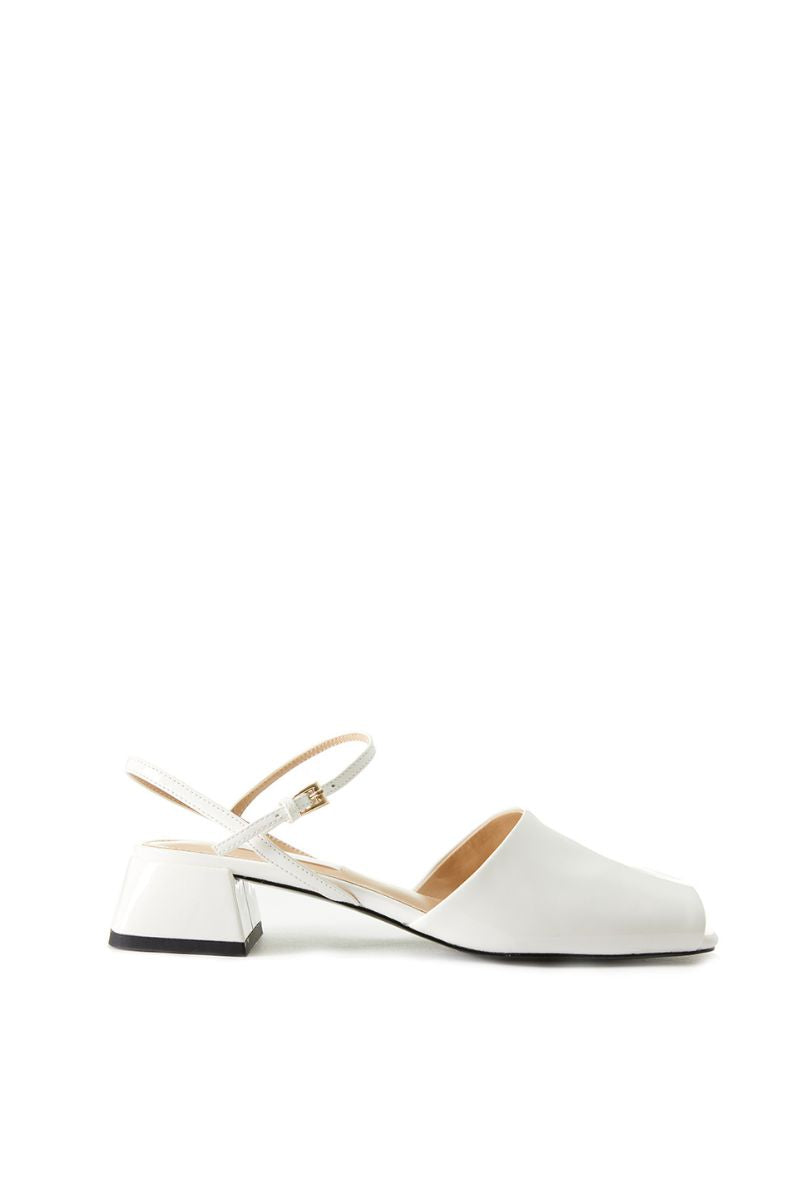 PEEP TOE SLINGBACK HEELS IN IVORY - CULT MIA