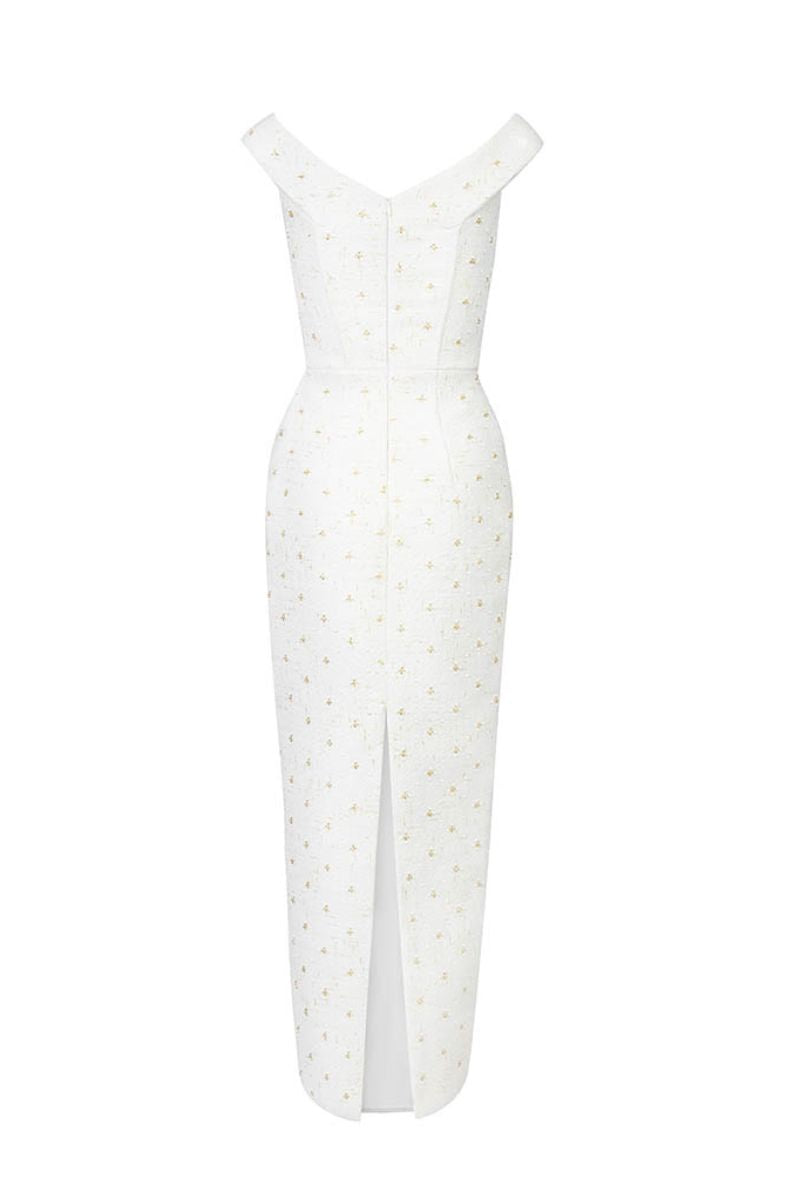 OFF-SHOULDER MIDI DRESS IN WHITE - CULT MIA