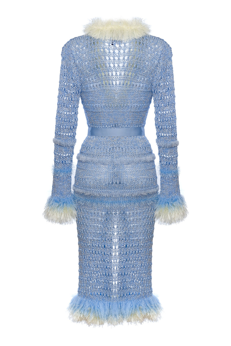 BABY BLUE ROSE HANDMADE KNIT DRESS - CARDIGAN - CULT MIA