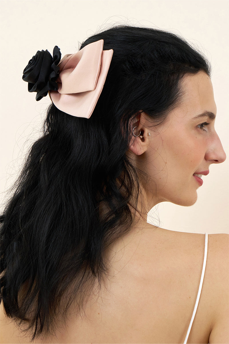 TUSCAN ROSE BOW SILK HAIR CLIPS - CULT MIA