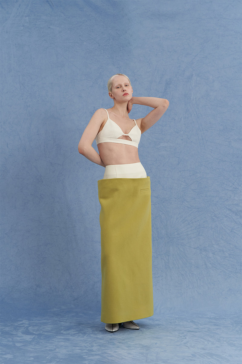TUXEDO MAXI PENCIL SKIRT IN GREEN - CULT MIA