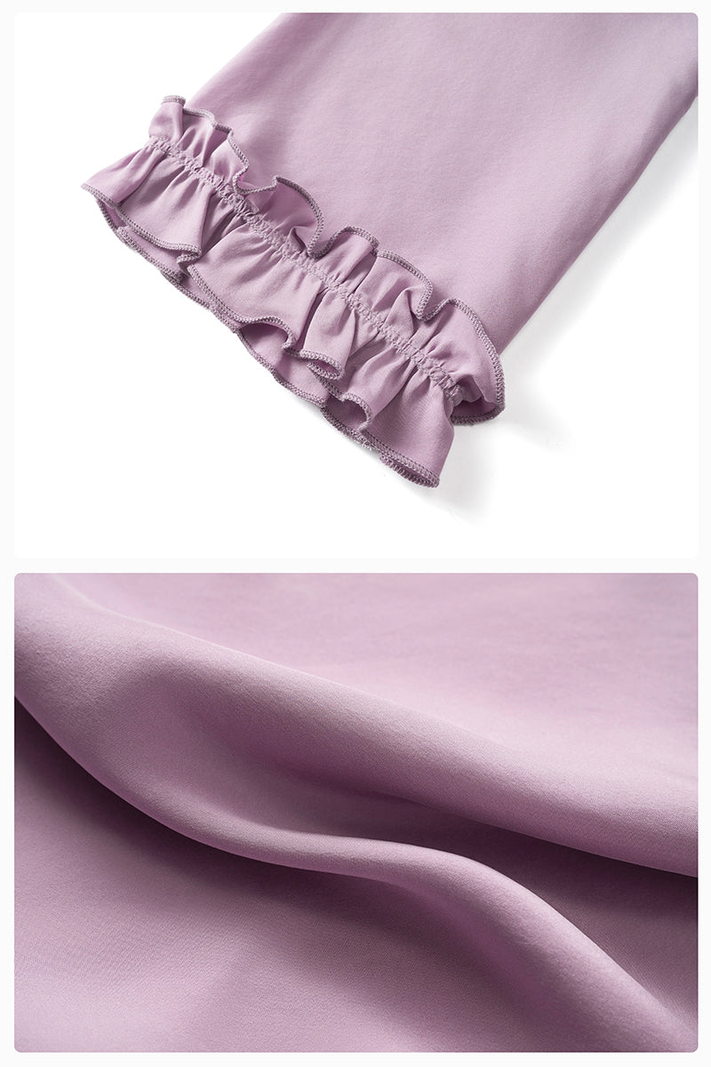 HOLIDAY IN ARLES SILK LONG SET IN PURPLE - CULT MIA
