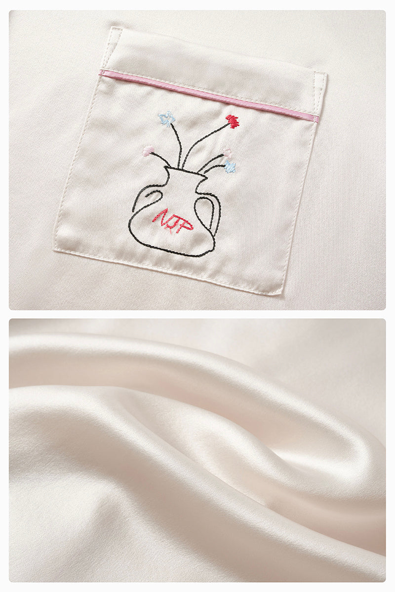 MUSEUM OF CRUSH SHORT-SLEEVE LONG-PANTS PAJAMA SET IN BLUSH PINK - CULT MIA