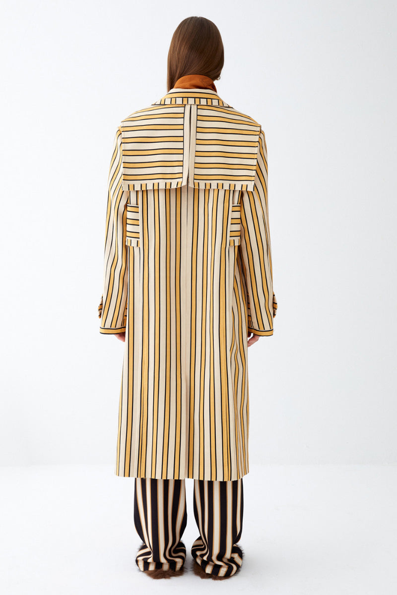 TRENCH COAT IN BROWN STRIPED - CULT MIA