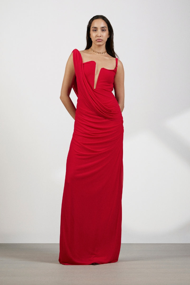 ADRIANA RED MAXI DRESS - CULT MIA